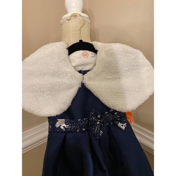 Wonder Nation Girls Holiday Christmas Dress with Faux Fur Capelet Size 5 - Picture 2 of 6